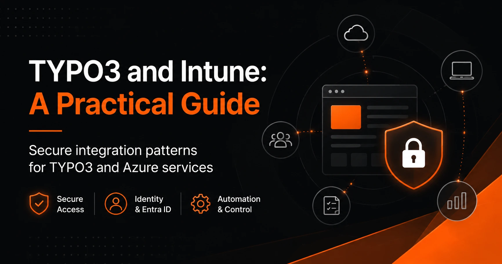 Diagram of TYPO3 securely connecting to Microsoft Intune in an Azure environment