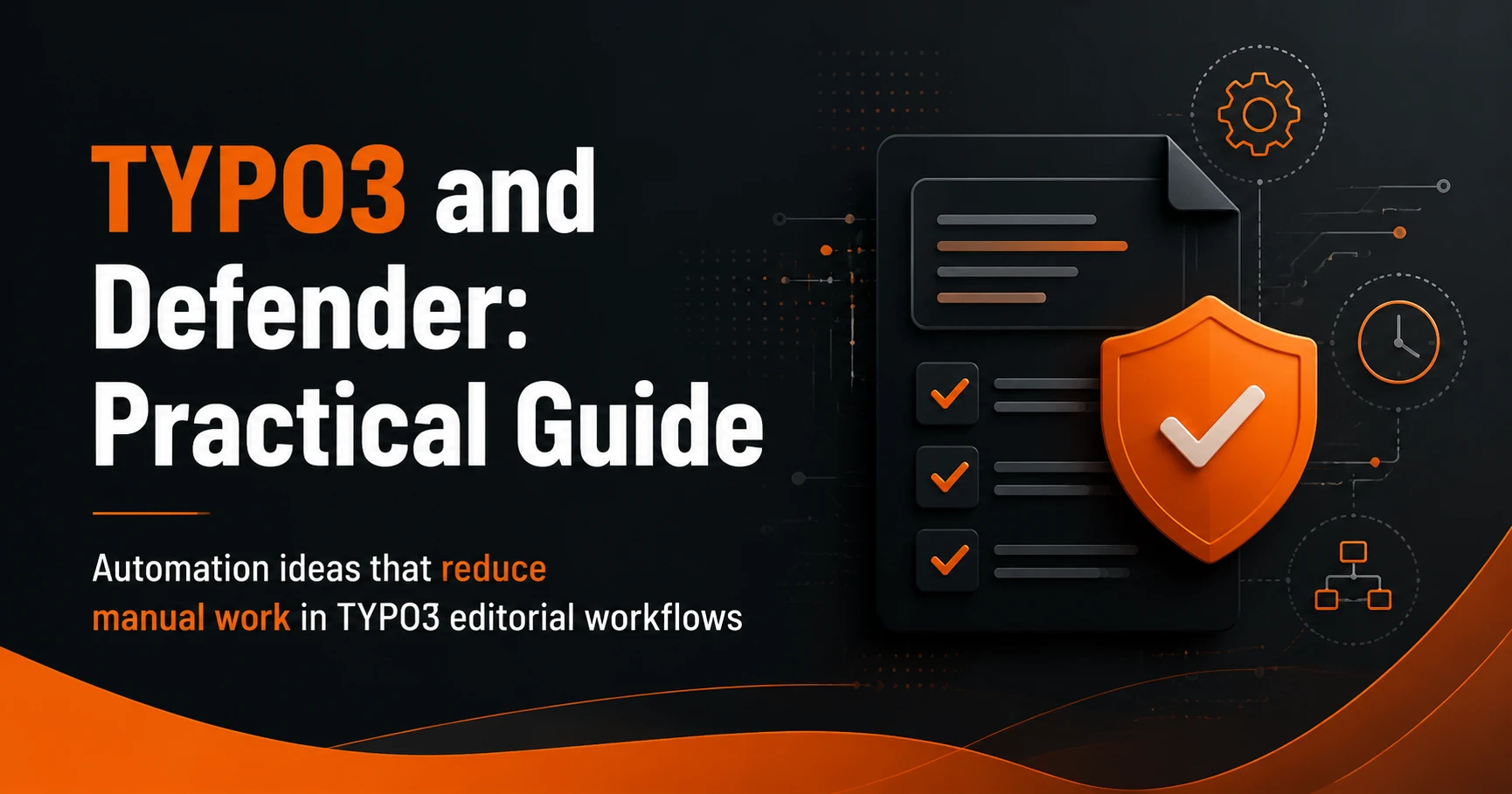 TYPO3 dashboard with Microsoft Defender security alerts for automated editorial workflows