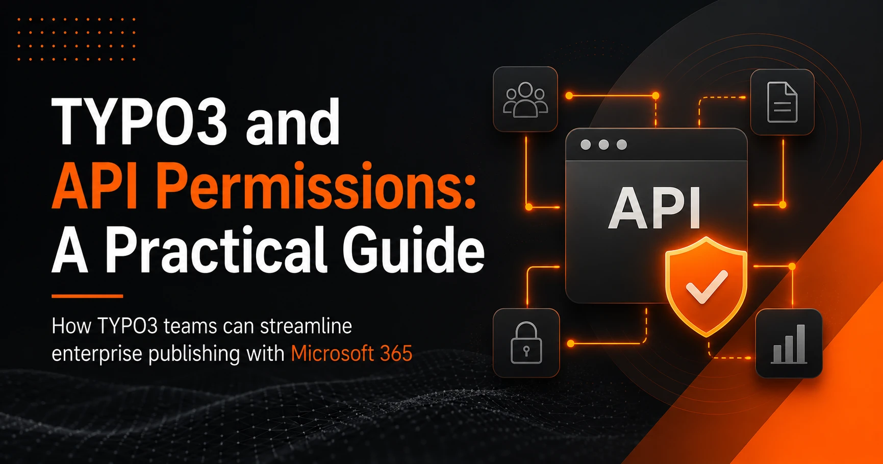 TYPO3 integration with Microsoft 365 apps, highlighting secure API permissions for enterprise publishing