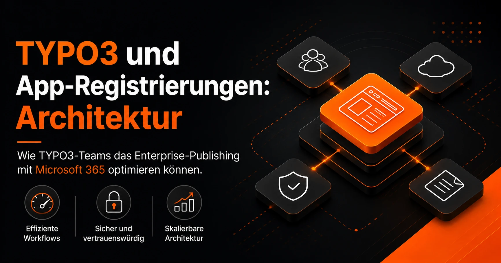 Diagramm zur App-Registration-Architektur für die TYPO3-Anbindung an Microsoft 365