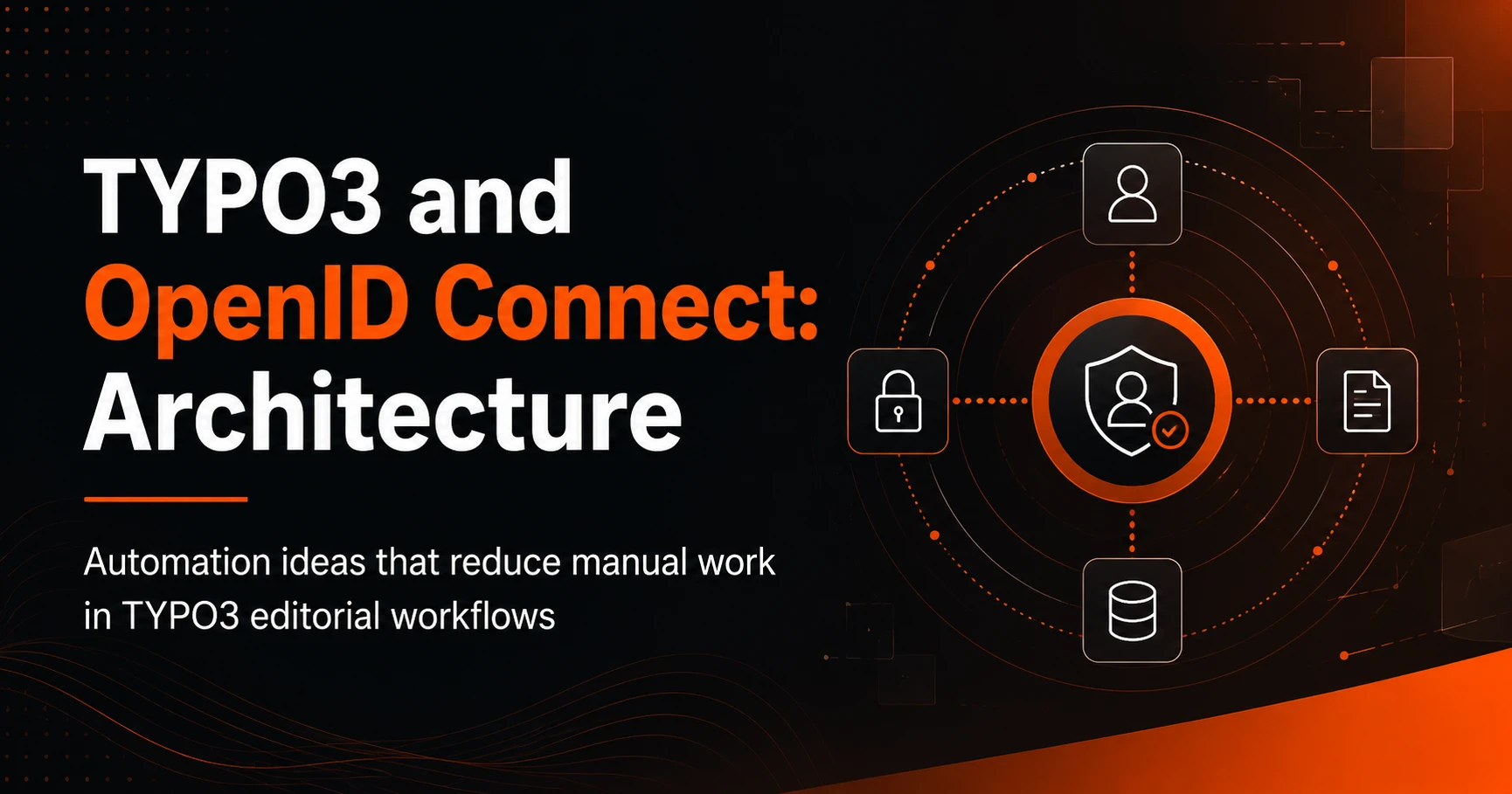 Architecture diagram showing TYPO3 integrated with OpenID Connect for secure editorial access